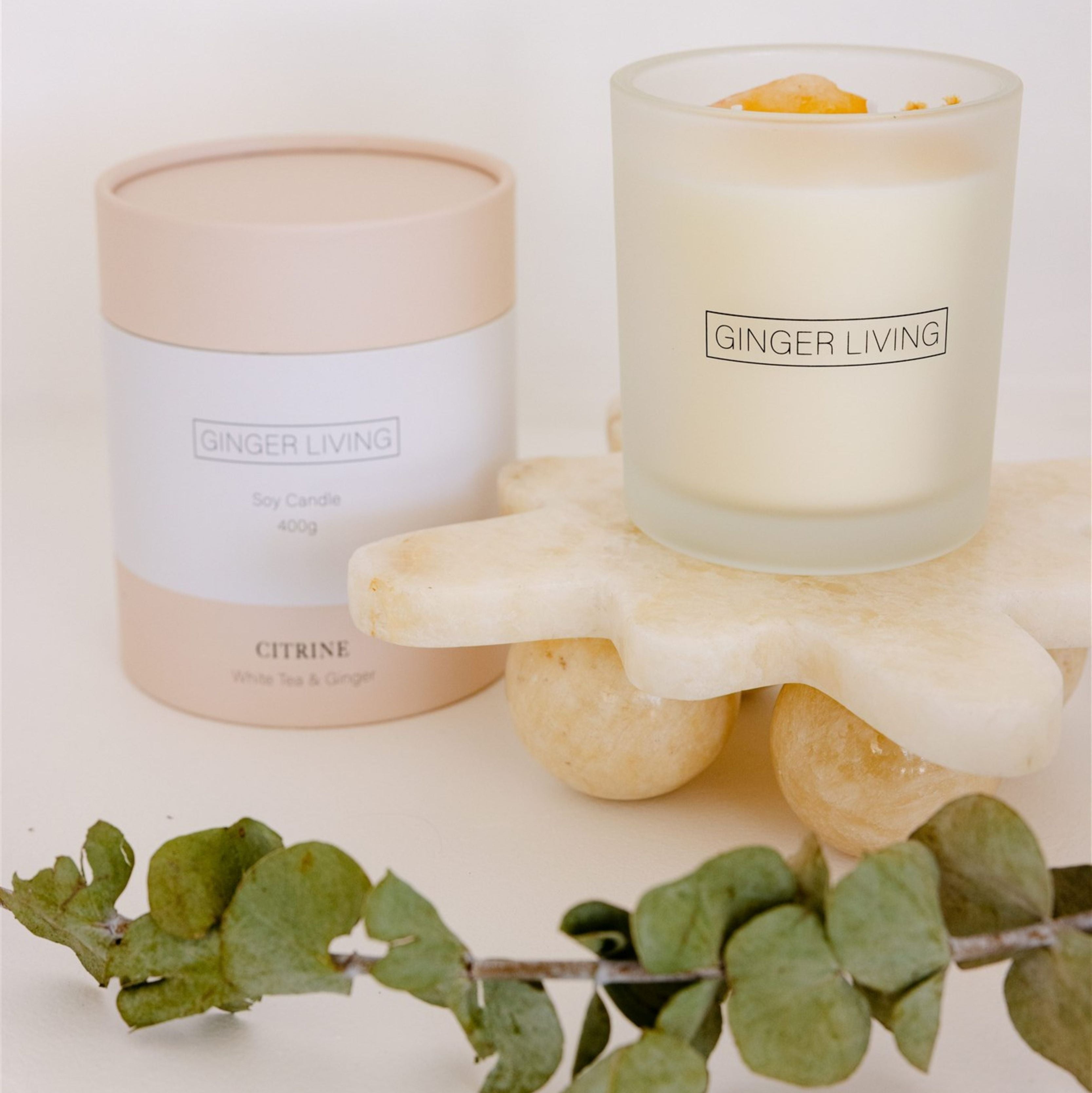 Citrine, White Tea & Ginger Candle