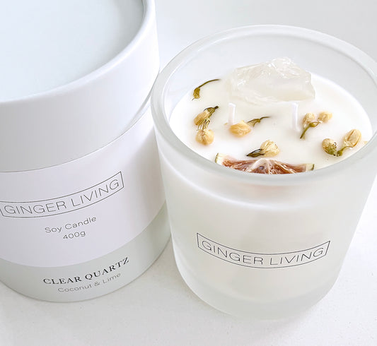 Clear Quartz, Coconut & Lime Candle