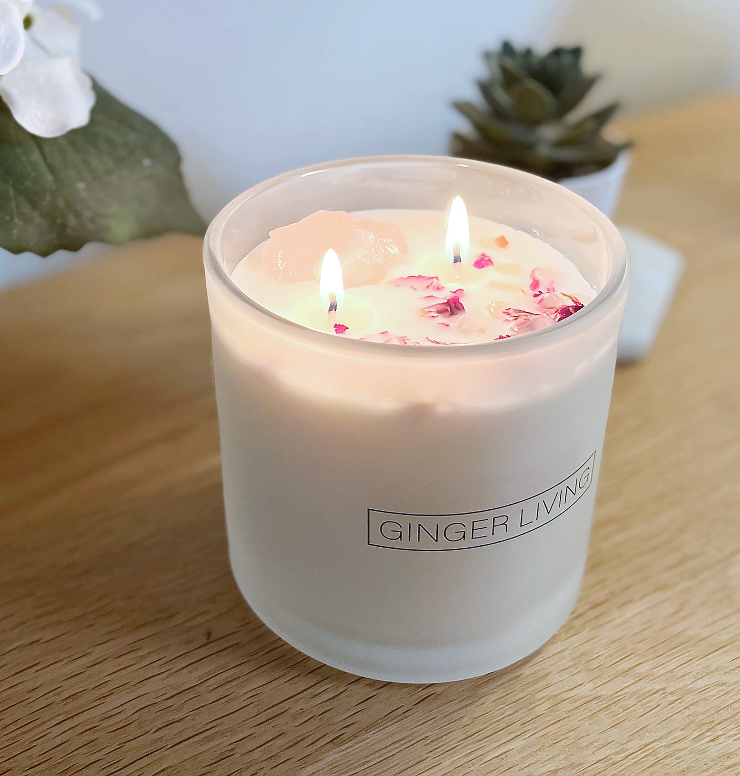 Rose Quartz, Amber & Sandalwood Candle